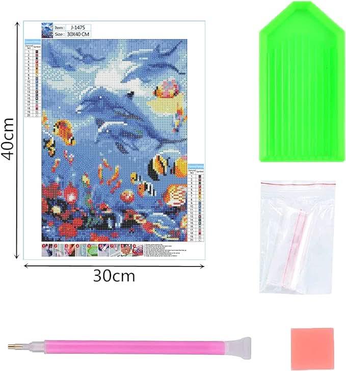 5D Diamond Painting Kit - Dolphin - Diamond Canvas