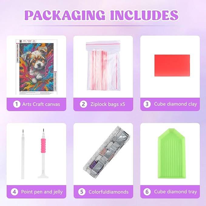 5D Diamond Painting Kit - Painted Dog - Diamond Canvas