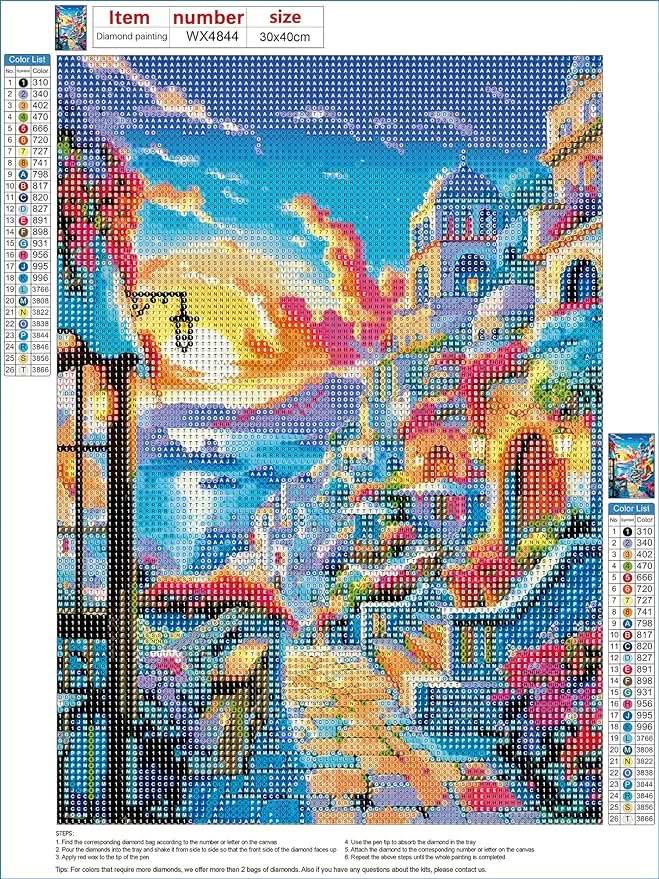 5D Diamond Painting Kit - Romantic Town - Diamond Canvas