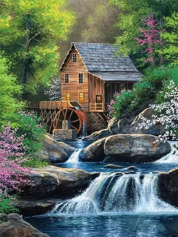Forest Cottage - Diamond Canvas